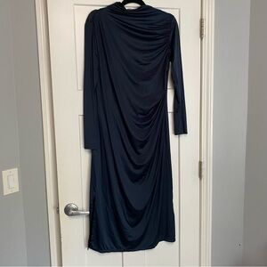 H&M Dark Blue Long Sleeve Maxi Dress